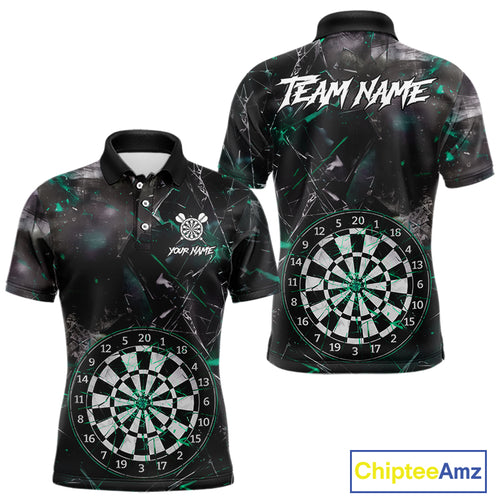 Personalized Turquoise Break Glass Darts Shirt For Men Custom Darts Team Jersey Polo & 1/4 Zip TDM5102