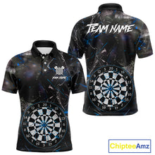 Load image into Gallery viewer, Personalized Blue Break Glass Darts Shirt For Men Custom Darts Team Jersey Polo &amp; 1/4 Zip TDM5103