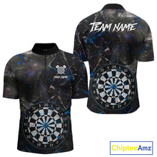 Load image into Gallery viewer, Personalized Blue Break Glass Darts Shirt For Men Custom Darts Team Jersey Polo &amp; 1/4 Zip TDM5103