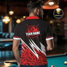 Load image into Gallery viewer, Personalized 8 Ball Billiard Jersey For Men Custom Black And Red Pool Team Shirt Polo &amp; 1/4 Zip TDM5108