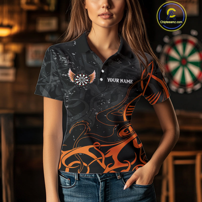 Arrow Wings Custom Dart Shirt For Women, Orange Dart Jerseys Pocket Option TDM5329