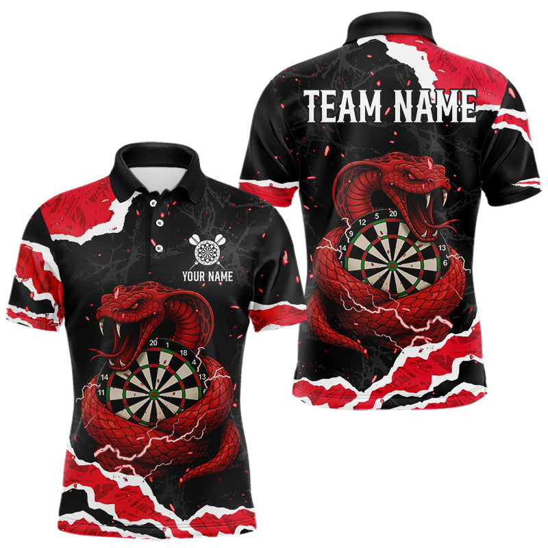Black And Red Dartboard Cobra Snakes Darts Polo & 1/4 Zip Custom Darts Shirt For Men, Darts Jersey TDM5336