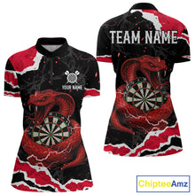 Load image into Gallery viewer, Black And Red Dartboard Cobra Snakes Darts Polo &amp; 1/4 Zip Custom Darts Shirt For Women, Darts Jersey TDM5336