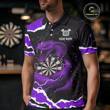 Load image into Gallery viewer, Black And Purple Dartboard Cobra Snakes Darts Polo &amp; 1/4 Zip Custom Mens Darts Shirt, Darts Jersey TDM5337