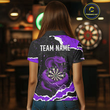 Load image into Gallery viewer, Black And Purple Dartboard Cobra Snakes Darts Polo &amp; 1/4 Zip Custom Womens Darts Shirt, Darts Jersey TDM5337
