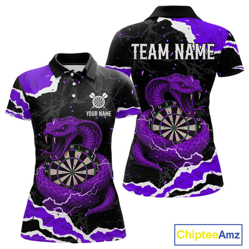 Black And Purple Dartboard Cobra Snakes Darts Polo & 1/4 Zip Custom Womens Darts Shirt, Darts Jersey TDM5337