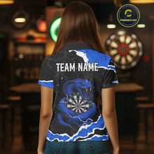 Load image into Gallery viewer, Black And Blue Dartboard Cobra Snakes Darts Polo &amp; 1/4 Zip Custom Womens Darts Shirt, Darts Jersey TDM5338