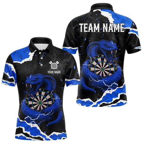 Black And Blue Dartboard Cobra Snakes Darts Polo & 1/4 Zip Custom Mens Darts Shirt, Darts Jersey TDM5338
