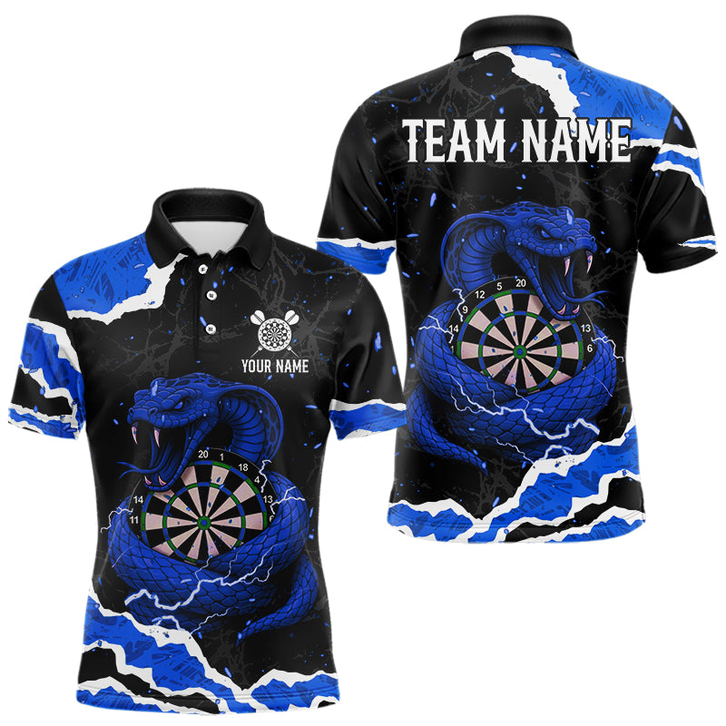 Black And Blue Dartboard Cobra Snakes Darts Polo & 1/4 Zip Custom Mens Darts Shirt, Darts Jersey TDM5338
