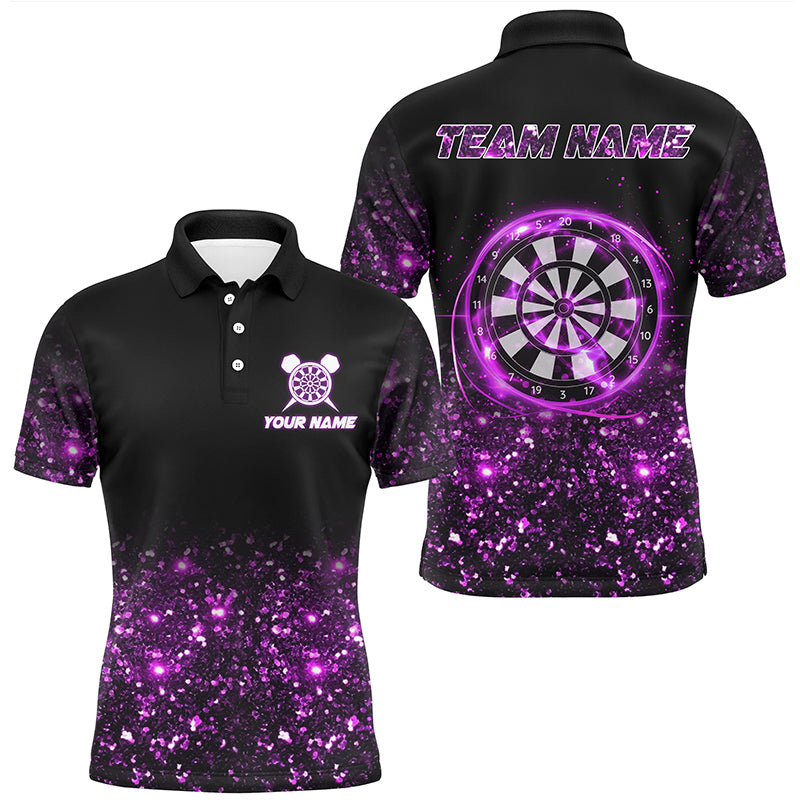 Black And Purple Light Men Darts Polo & Quarter Zip Shirt Custom Dart Shirts For Team Darts Jersey TDM3335