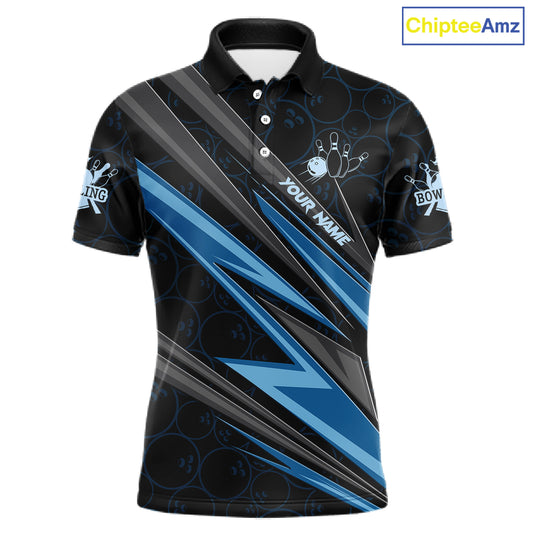 Black And Blue Bowling Jersey For Men Custom Bowling Tournament Team Shirt Polo & 1/4 Zip TDM5821