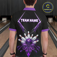 Load image into Gallery viewer, Custom Purple Bowling Jersey For Men, Crystal Lightning Bowling League Shirt Team Polo &amp; 1/4 Zip TDM6428