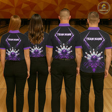 Load image into Gallery viewer, Custom Purple Bowling Jersey For Men, Crystal Lightning Bowling League Shirt Team Polo &amp; 1/4 Zip TDM6428