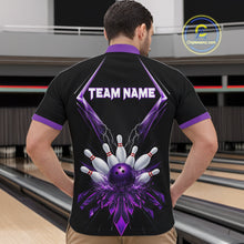 Load image into Gallery viewer, Custom Purple Bowling Jersey For Men, Crystal Lightning Bowling League Shirt Team Polo &amp; 1/4 Zip TDM6428