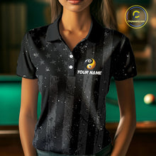 Load image into Gallery viewer, Black US Flag Ying And Yang 8 Ball &amp; 9 Ball Custom Billiard Shirts For Women Funny Billiard Jerseys TDM4082