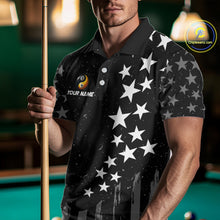 Load image into Gallery viewer, Black US Flag Ying And Yang 8 Ball &amp; 9 Ball Custom Billiard Shirts For Men Funny Billiard Jerseys TDM4083
