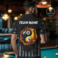 Load image into Gallery viewer, Black US Flag Ying And Yang 8 Ball &amp; 9 Ball Custom Billiard Shirts For Men Funny Billiard Jerseys TDM4083