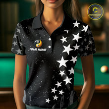 Load image into Gallery viewer, Black US Flag Ying And Yang 8 Ball &amp; 9 Ball Custom Billiard Shirts For Women Funny Billiard Jerseys TDM4083