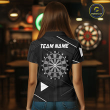 Load image into Gallery viewer, Personalized Black And White Geometric Darts Shirts For Women, Custom Darts Team Jersey Polo &amp; 1/4 Zip TDM6632