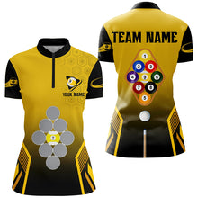 Load image into Gallery viewer, Personalized Yellow Black 9 Ball Pool Billiard Shirts For Women Custom 9 Ball Team Jerseys Shirts TDM1926