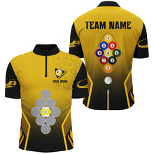 Load image into Gallery viewer, Personalized Yellow Black 9 Ball Pool Billiard Shirts For Men Custom 9 Ball Team Jerseys Shirts TDM1926