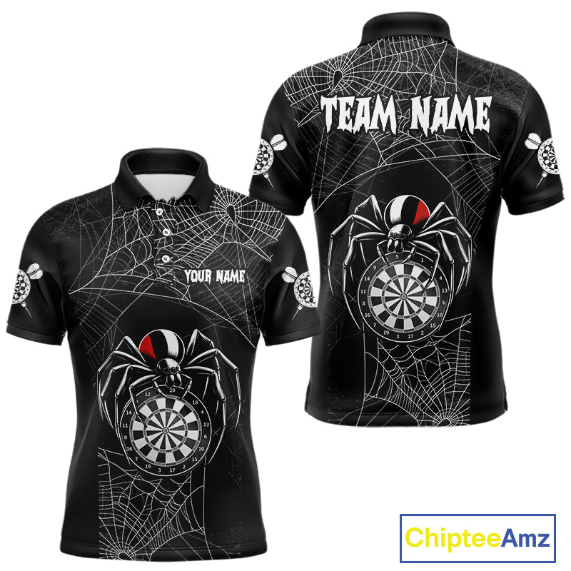 Funny Black Dartboard Spider Web Darts Shirt For Men Custom Halloween Darts Jerseys Outfit TDM4447