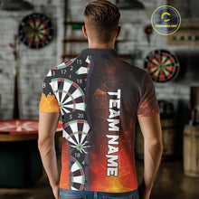 Load image into Gallery viewer, Personalized Fiery Orange Dartboard Crack Darts Shirt For Men, Funny Darts Jersey Polo &amp; 1/4 Zip TDM4449