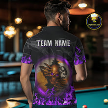 Load image into Gallery viewer, Funny Skull Billiard 8 Ball &amp; 9 Ball Pool Shirt For Men Custom Purple Flame Billiard Team Jerseys TDM4452