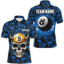 Load image into Gallery viewer, Personalized Billiard Jersey 8 &amp; 9 Ball Custom Funny Skull Pattern Billiard Shirts For Men |Blue TDM2371