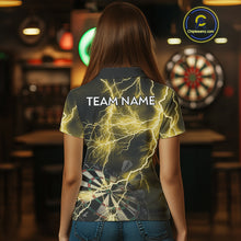 Load image into Gallery viewer, Thunder Lightning Yellow Darts Shirt With Pocket For Women Custom Dart Jersey TDM4695