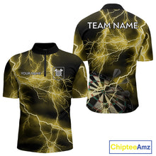 Load image into Gallery viewer, Thunder Lightning Yellow Darts Shirt With Pocket For Men Custom Dart Jersey TDM4695