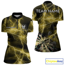 Load image into Gallery viewer, Thunder Lightning Yellow Darts Shirt With Pocket For Women Custom Dart Jersey TDM4695