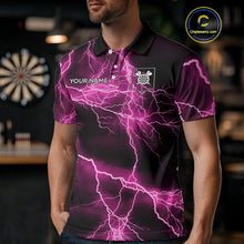 Load image into Gallery viewer, Thunder Lightning Pink Darts Shirt With Pocket For Men Custom Dart Jerseys TDM4696
