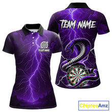 Load image into Gallery viewer, Purple Lightning Thunder Cobra Darts Shirt For Women Custom Darts League Team Jersey Polo &amp; 1/4 Zip TDM4896