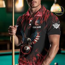 Load image into Gallery viewer, Red Flaming American Flag Eagle 8 Ball Billiard Shirt For Men Custom Patriotic Pool Team Jersey TDM5587