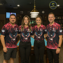 Load image into Gallery viewer, Red Flaming American Flag Eagle 8 Ball Billiard Shirt For Men Custom Patriotic Pool Team Jersey TDM5587
