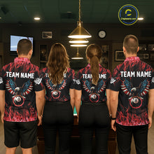 Load image into Gallery viewer, Red Flaming American Flag Eagle 8 Ball Billiard Shirt For Men Custom Patriotic Pool Team Jersey TDM5587
