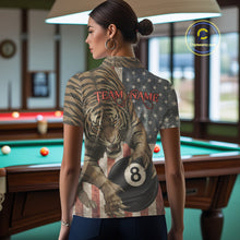 Load image into Gallery viewer, Personalized Vintage American Flag Tiger Billiard Shirt For Women, 8 Ball Pool Billiard Team Jerseys TDM5590