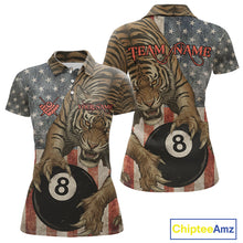 Load image into Gallery viewer, Personalized Vintage American Flag Tiger Billiard Shirt For Women, 8 Ball Pool Billiard Team Jerseys TDM5590
