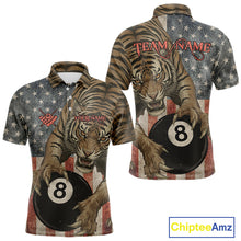 Load image into Gallery viewer, Personalized Vintage American Flag Tiger Billiard Shirt For Men, 8 Ball Pool Billiard Team Jerseys TDM5590