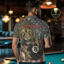Load image into Gallery viewer, Personalized Vintage American Flag Lion Billiard Shirt For Men, 8 Ball Pool Billiard Team Jerseys TDM5591