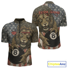 Load image into Gallery viewer, Personalized Vintage American Flag Lion Billiard Shirt For Men, 8 Ball Pool Billiard Team Jerseys TDM5591