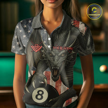 Load image into Gallery viewer, Personalized Vintage American Flag Dragon Billiard Shirt For Women, 8 Ball Pool Billiard Team Jerseys TDM5592