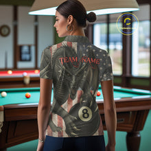 Load image into Gallery viewer, Personalized Vintage American Flag Dragon Billiard Shirt For Women, 8 Ball Pool Billiard Team Jerseys TDM5592