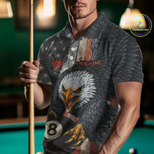 Load image into Gallery viewer, Personalized Vintage American Flag Eagle Billiard Shirt For Men, 8 Ball Pool Billiard Team Jerseys TDM5593