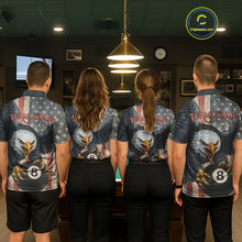 Load image into Gallery viewer, Personalized Vintage American Flag Eagle Billiard Shirt For Men, 8 Ball Pool Billiard Team Jerseys TDM5593