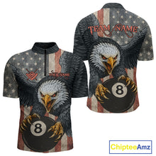 Load image into Gallery viewer, Personalized Vintage American Flag Eagle Billiard Shirt For Men, 8 Ball Pool Billiard Team Jerseys TDM5593