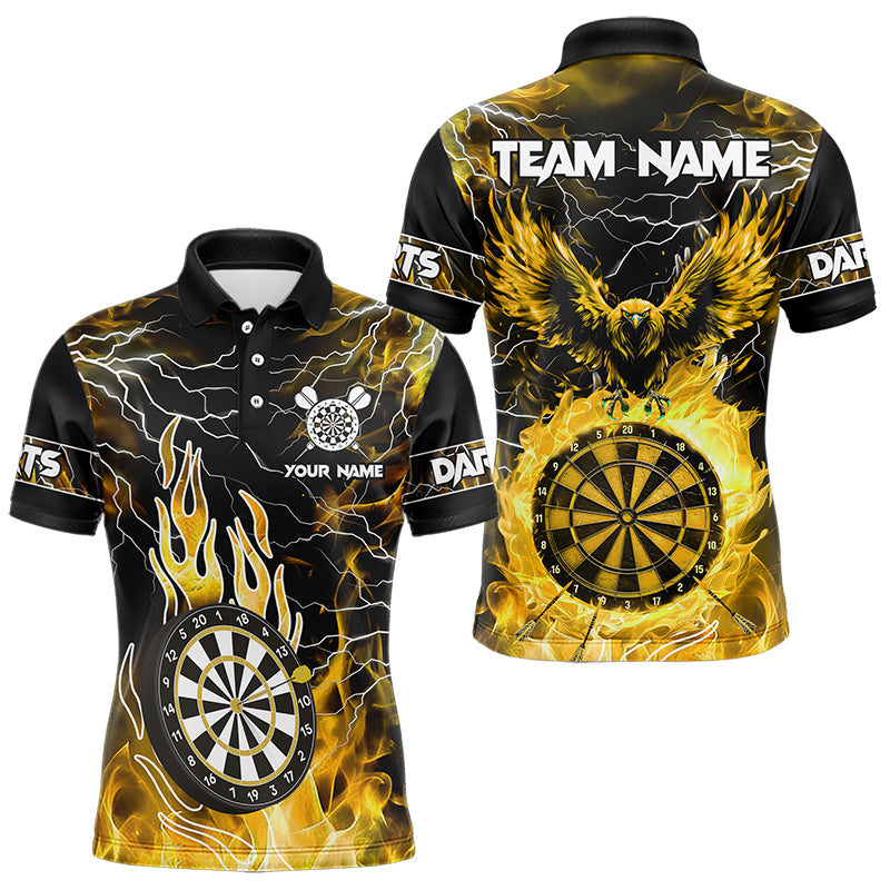 Yellow Dart Board Fire Flame Custom Eagle Dart Shirts For Men, Thunder Lightning Dart Team Jerseys TDM3508