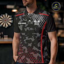 Load image into Gallery viewer, Black And Red Camo Dart Shirt With Pocket Option For Men Custom Dart Jersey TDM5829