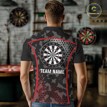Load image into Gallery viewer, Black And Red Camo Dart Shirt With Pocket Option For Men Custom Dart Jersey TDM5829